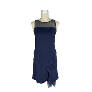 Jessica Simpson Sleeveless Chiffon Cocktail Evening Dress Navy Blue Women Size 2